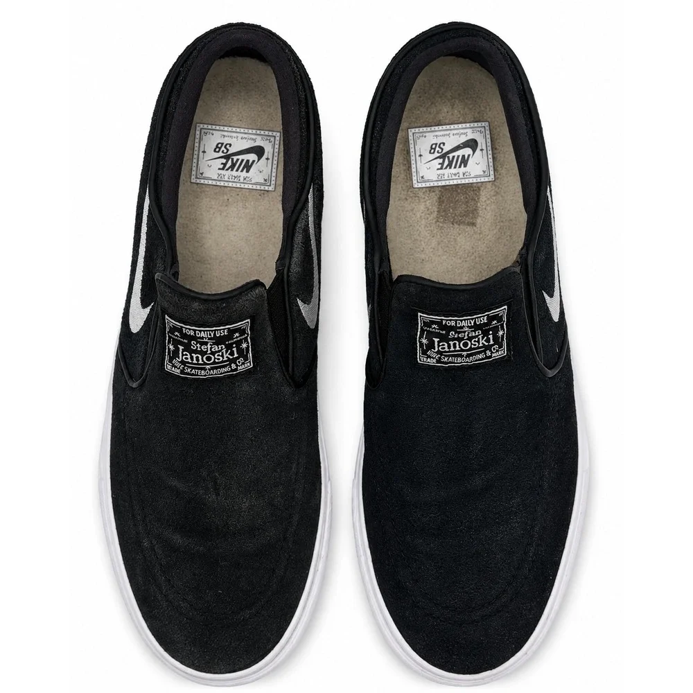 Nike SB Stefan Janoski+ Slip Men's Size 8 Black White Skate Sneakers FN5893-001